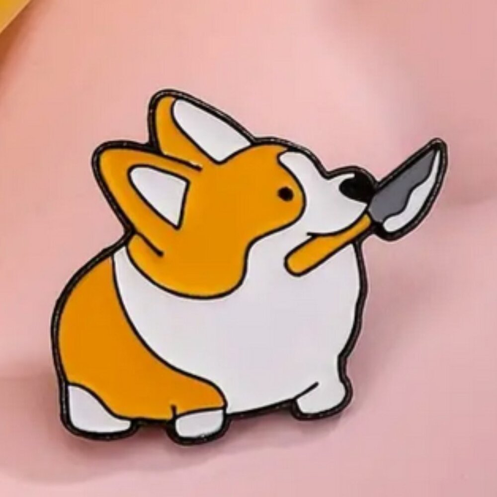 Bad Corgi Enamel Lapel Pin NWT